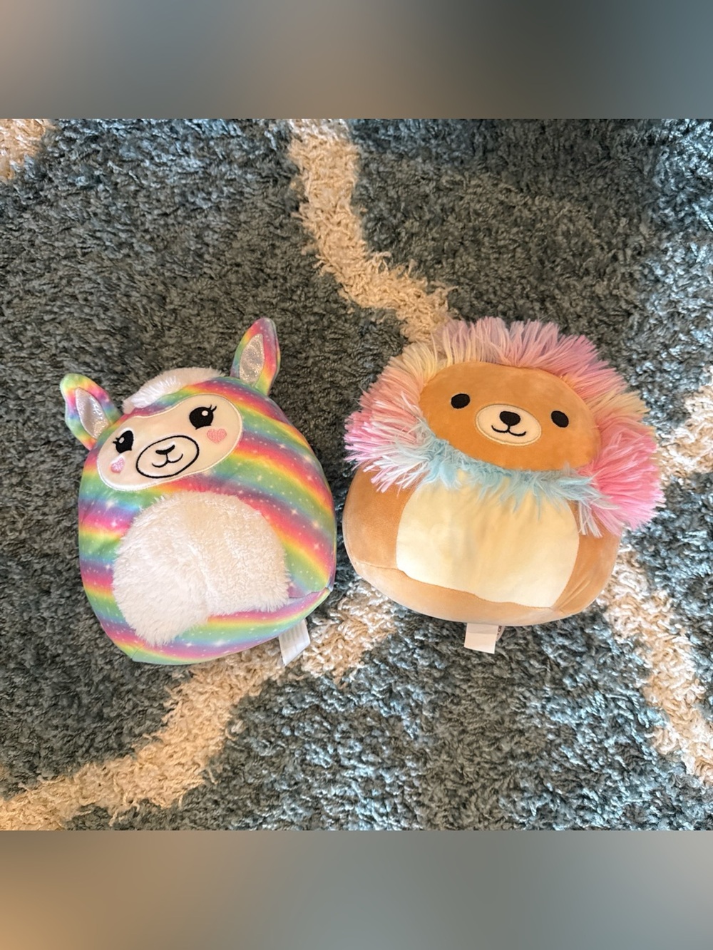 Squishmallows Rainbow Llama and Pastel Mane Lion Plush Set